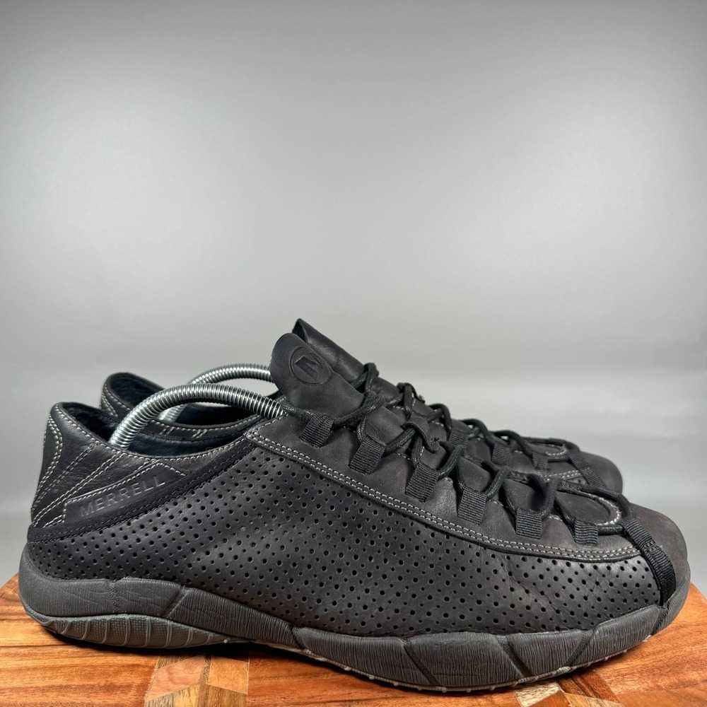 Merrell Veneto Black Leather Perforated Lace Up Walking Shoes Mens 10.5 J45101